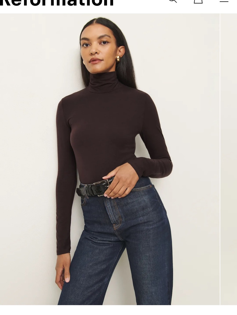 Reformation Cordelia Knit Bodysuit Brown - Size S